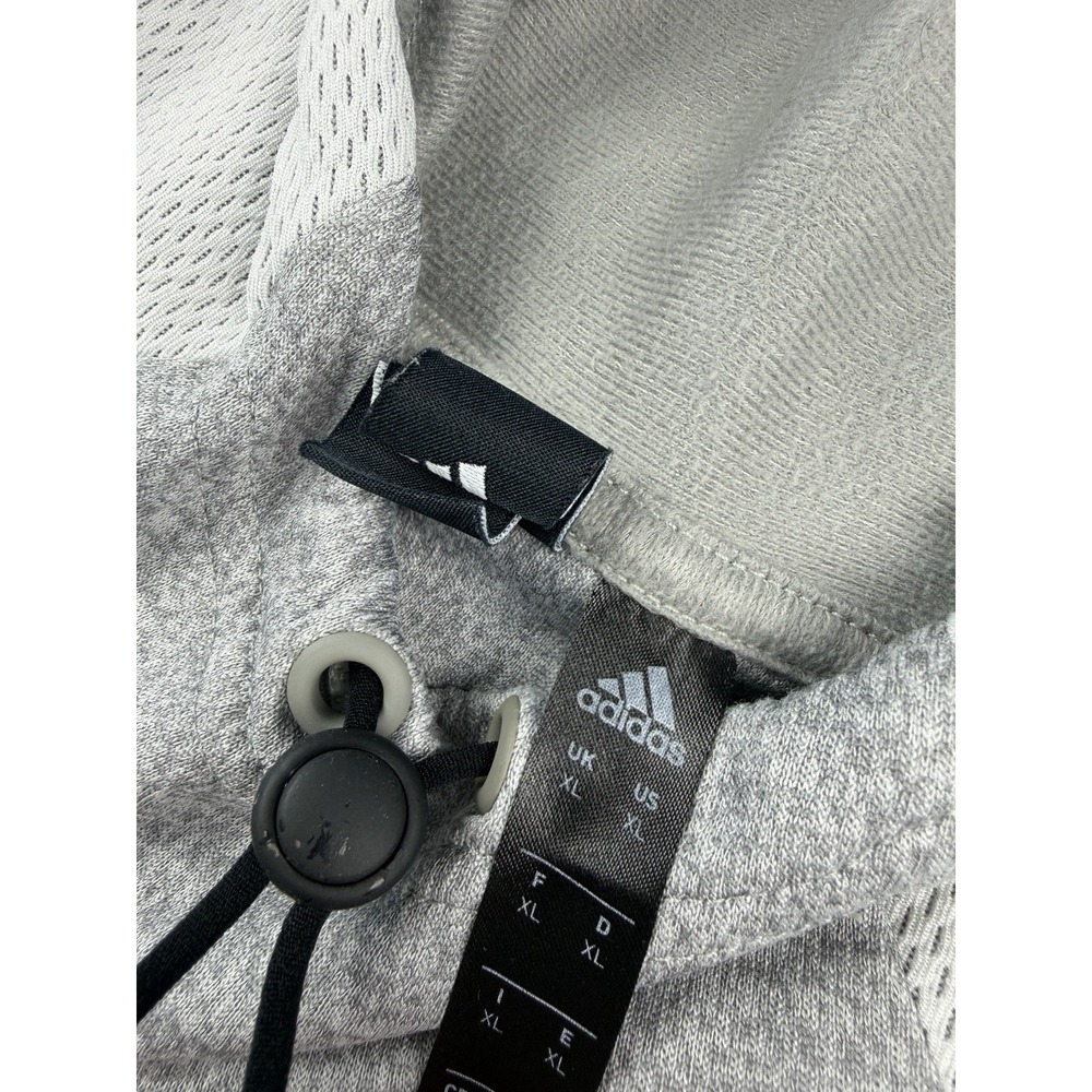 Adidas Hoodie Pullover Sweatshirt Gray White Colorblock Fleece Lined Men's XL - Picture 5 of 9